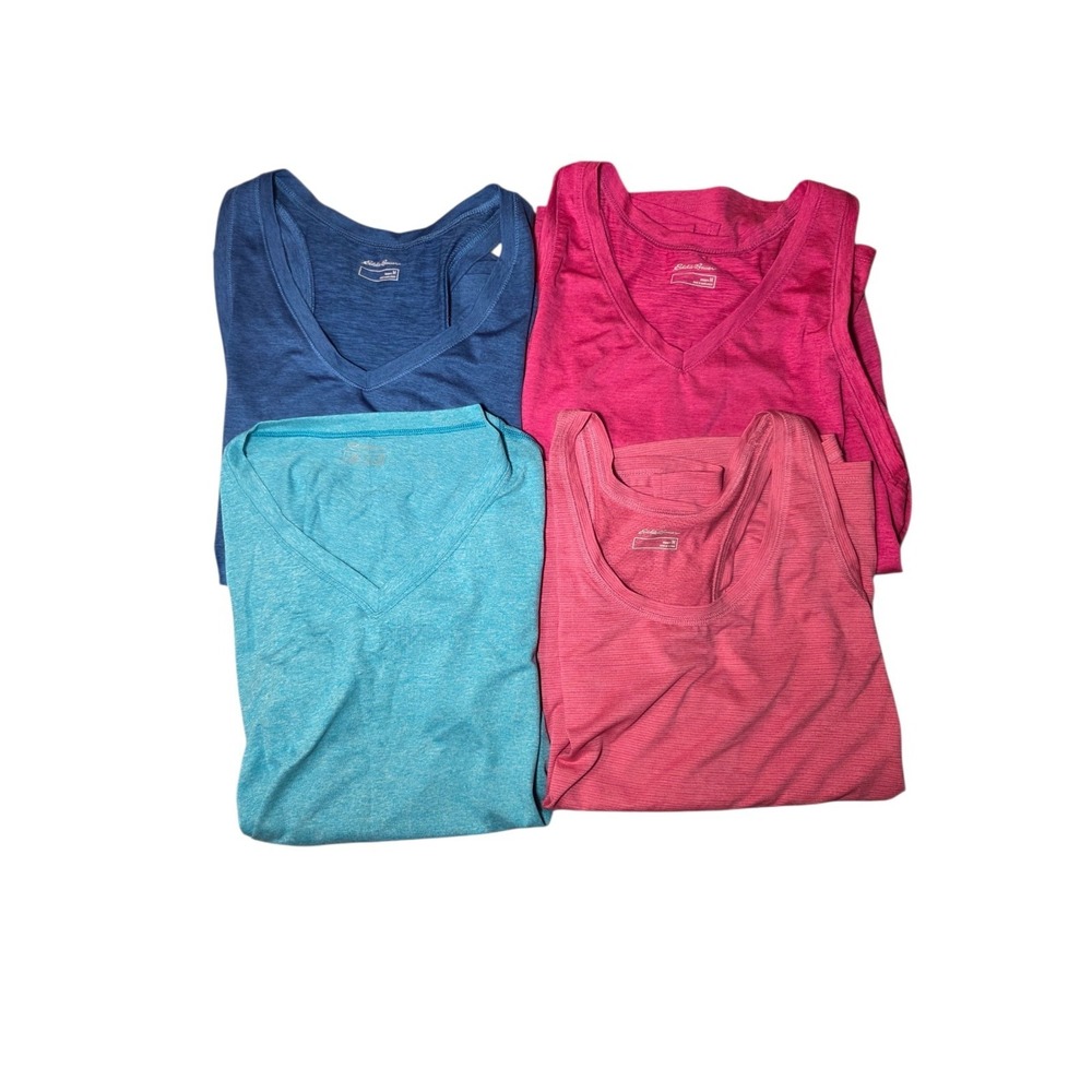 Lot Of 4 Eddie Bauer‎ Women's Athletic Workout Tanks & T-shirt M Pink & Blue